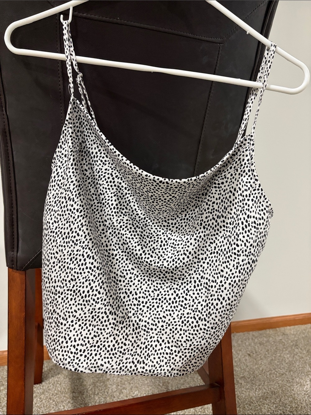 Forever 21 Black & White Dotted Cowl Neck Camisole